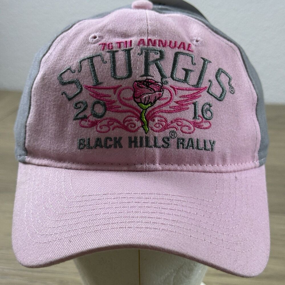 Sturgis Black Hills Rally Hat Women 76th Annual 2016 Cap Pink Rose Gray